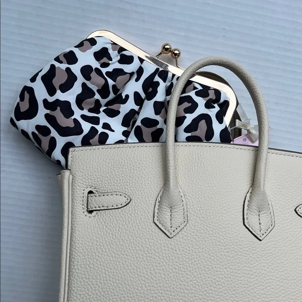 The Vintage Cosmetic Company Kiss Lock Leopard Print Cosmetic Bag